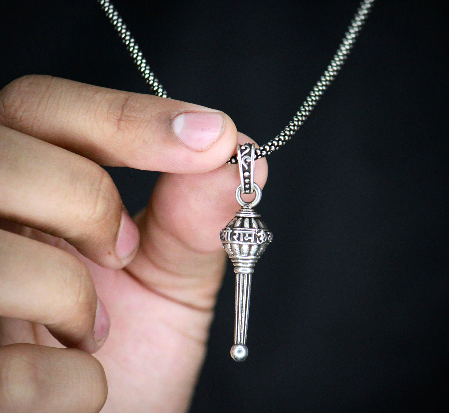 Silver Chain with Gada Pendant