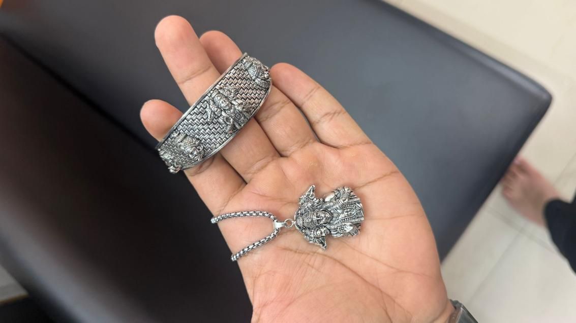 5-Mukhi Hanuman Kada with 5-Munjai Hanuman Pendant with Chain
