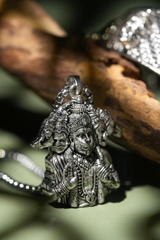5-Mukhi Hanuman Kada with 5-Munjai Hanuman Pendant with Chain